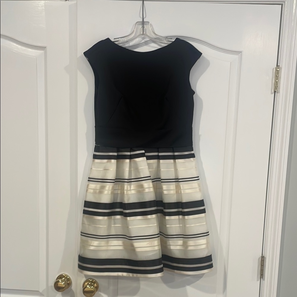 Semi-formal, dressing, and flattering Black and White Striped Dress